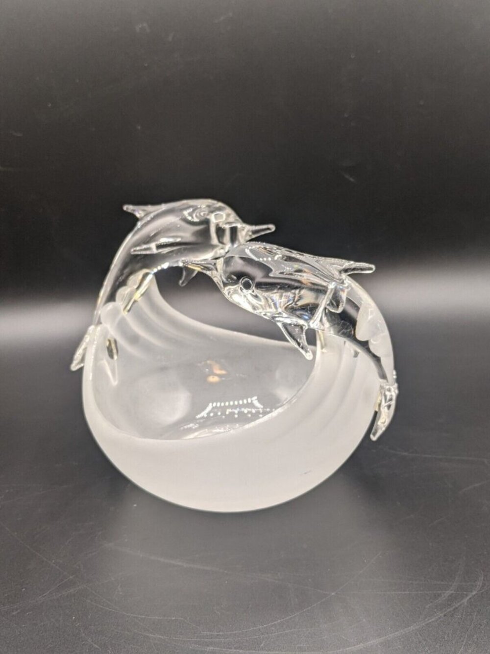 Glass Dolphins Votive Tealight Clear Frosted Candle Holder Dish PartyLite - Picture 4 of 7